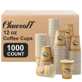 B0fcmckf8q Clawsoff 12oz 1000pk Disposable Paper Coffee Cups Hot/cold Beverage Leak-proof