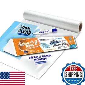B08p5xfs7v Clingers Clear Dry Erase Cling-rite Rolls - Removable Recyclable Whiteboard She