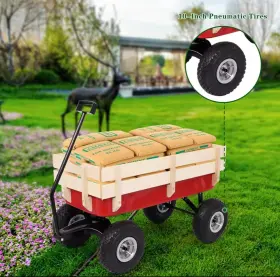 Cmt 844699040950 All-terrain Cargo Wagon With 10 Inch Air Tires Steel Structure Wooden Side Support
