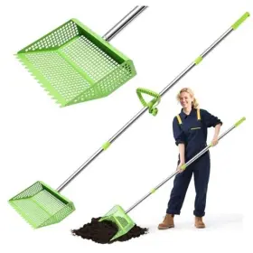 2032g Cobersy Chicken Poop Scooper And Rake 2-in-1 10 Inches Metal Coop Shovel Sand Green