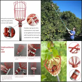Coconut 649670945749 Fruit Picker Tool With Basket And Pole