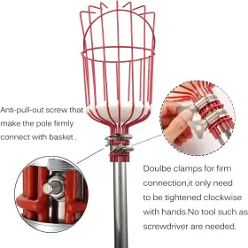Coconut 744110416824 Fruit Picker Tool With Basket And Pole Easy To Assemble #3