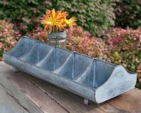 Colonial Tin Works 801106160700 Galvanized Steel Metal Country Garden Planter Feed Trough Caddy With Handle 1