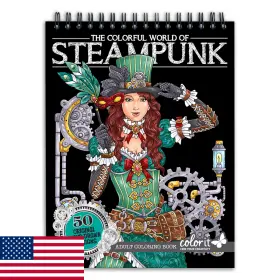 B07pz8p6fy Colorit Colorful World Steampunk Adult Coloring Book - 50 Single-sided Designs