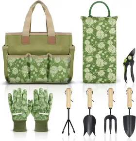 C045 Colwelt Garden Tools Set 8 Piece Heavy Duty Gardening With Green