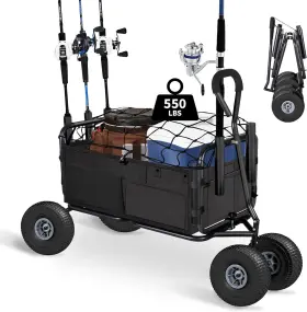 Tp1333bk Comie Polar Aurora Fishing Cart Beach Collapsible Wagon With 11ftft All-terrain Wheels