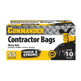 B0dtqc4dwq Commander 55 Gal 3 Mil Heavy Duty Contractor Bags With Flap Ties 36x56 10-pack