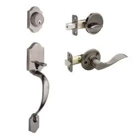 Hz2610xwll-an Copper Creek Heritage Antique Nickel Door Handleset And Waverlie Handle Trim