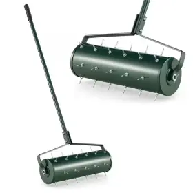 36-tine Costway 313092598516 21 Inch Manual Lawn Spike Aerator Rolling Push Grass Aeration Tool