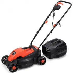 52693708 Costway 13 Inch Electric Push Lawn Corded Mower With Grass Bag-red - Color Red