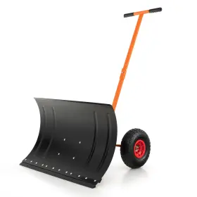 Hcst00055 Costway 29 Inch Snow Shovel Efficient With Wheels Adjustable Handle And Large