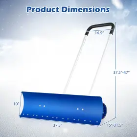 Hcst05230 Costway 37.5 Inch Snow Shovel For Driveway With Adjustable U-shaped Handle Angled Blade #2