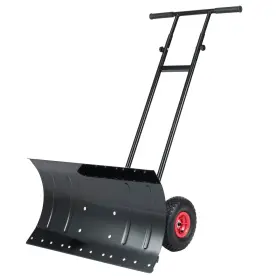Hcst11569 Costway 29 Inch Snow Pusher With Wheels Adjustable Handle 7-position Angled Blade For Yard