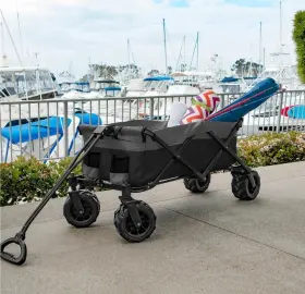 Creative Outdoor Distributor 850031353756 New Folding Wagon All Terrain Utility Cart 150lb Heavy Duty Black/gray