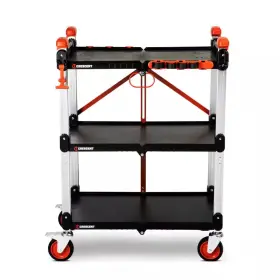 Crescent 445032377387 Siterunner 20 Inch 3-shelf Heavy Duty Folding Jobsite Cart With 300 Lb. Capacity