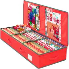 B0fnr8kwx1 Criusia Christmas Wrapping Paper Organizer Storage - Underbed Durable 24 Rolls