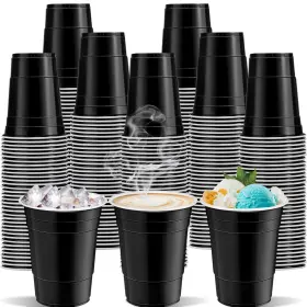 B0d8kjfhtx Cssopenss 120x Black Plastic Cups 12 Oz - Halloween Disposable Party Drinkware