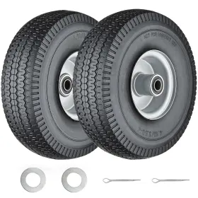 Cs410-350-4 Cubesprings 4.10/3.50-4 Flat Free Tires 10 Inch For Garden Cart And Hand Truck 2 Pack