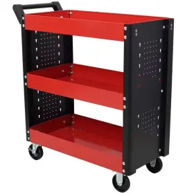 Damodpoy 313046118135 15 Inch W 3 Tier Red Rolling Steel Utility Tool Carts With Pegboard For Repair Sh