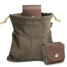 Damonpetreill 745924527249 Foraging Pouch Leather Canvas Collapsible Bag Water Resistant Outdoor Camping