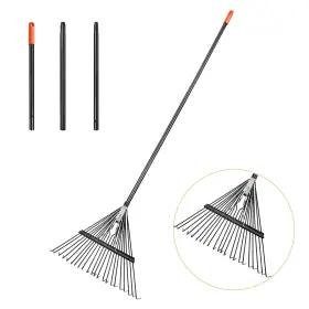 B0djp3t33t Daxguard 46 Hrc Steel Leaf Rake 22 Tines 22.8 Inch Wide Adjustable Handle