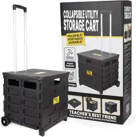 Dbest Products 744110369038 Quik Cart Pro Wheeled Rolling Crate Teacher Utility With Seat Hea