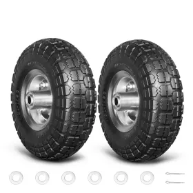 Ytrf001 Dcevertto 2 Pack 4.10/3.50-4 Inch Tire Wheels Flat Free 10 Solid Rubber Wheelbarrow Heavy