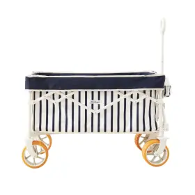 Fn-t2601 Deer Land Wagon Cart Big 6.7in Fat Tires Foldable Sand Heritage Navy Stripe