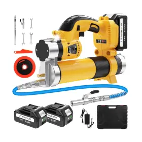 Rt-e600l Dejunpiool Cordless Grease Gun Kit - 12000psi With 2 Batteries Led Light 19.7 Inch Flex Hose