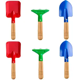 Delphinus 755326007454 Kids Gardening Tools Set 6pcs For Metal With Sturdy Wood