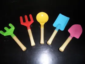 Dl00162 Delphinus 5pcs Gardening Tools Kids Metal Sturdy Wood Handle Sensory Box/beach Toys