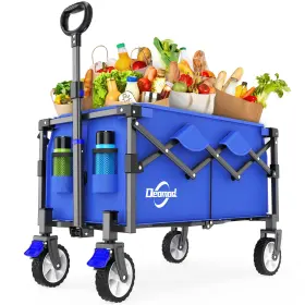 Fw80l Deomod Collapsible Wagon Cart Foldable With 200lbs/80l Weight Capacity Utility Groce