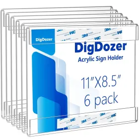 B0d9779jf7 Digdozer 6 Pcs Acrylic Sign Holder 11x8.5 Horizontal Wall Mount No-drill