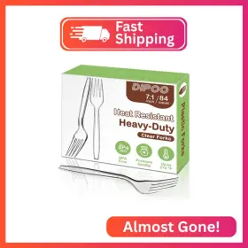 F08304 Dipoo 7.1 Inch Clear Plastic Forks Heavy Duty With Heat Resistant And Bpa Free Solid