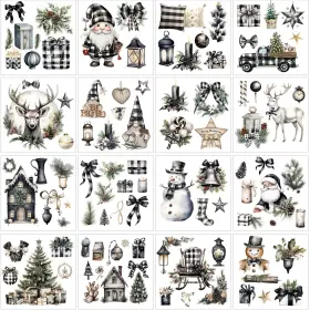 B0clxqyqdg Dispowreath 16 Sheets Christmas Rub On Transfers For Crafts Furniture 5.9x5.9 Inch