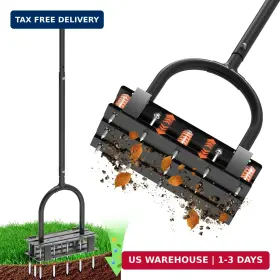 Domihapi 717956177488 Aerator Lawn Tool - 2-in-1 Reinforced Heavy Duty Manual With 15 Spi