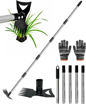 Dongyang Wanjing Tools Co. Ltd. 739474964166 Weed Puller Tool With 70 Inch Long Handle Heavy Duty 2-in-1 Weeder And Garden Hoe Up