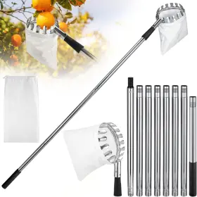 05002 Draupnir Fruit Picker Pole With Basket Telescoping 11.5ft Adjustable Fruits Tool