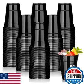 B0f6mw3sgq Dualshine 50 Black 16 Oz Disposable Plastic Cups Heavy Duty Party Tumblers