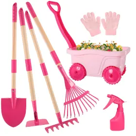 B0fghlx4z5 Duckura Kids Gardening Tools Set - 7pcs Wheelbarrow For With Shovel Rake L