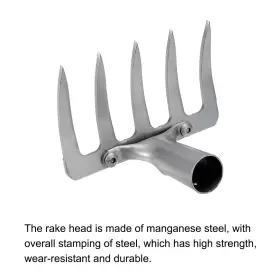 Duefixing 619668364425 5 Teeth Garden Rake Head Silver Tone #3
