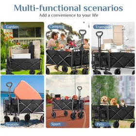 Dumos 702417960808 Wagon Wagons Carts Foldable With All-terrain Wheels Portable Shopping Cart #2