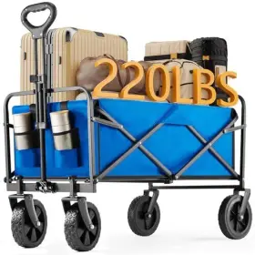 Dumos 702417964134 Foldable Wagons Carts With All-terrain Wheels Portable Shopping Wagon Large