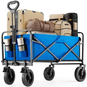Dytc-35b Dumos Foldable Wagons Carts With All-terrain Wheels 170l And 400lbs Portable Sh
