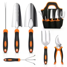 Dyiom 726084648869 7-piece Garden Tool Set Gardening Hand Tools Kit In Orange