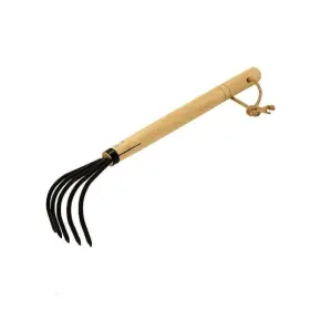 5-tine Dyiom 998758786515 15.7 Inch Military Grade Steel Hand Cultivator With Ergonomic Wooden Handle