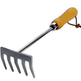 B08tzwxmvn Dyiom Hand Tiller Rake 5 Jaw Tool Inch Wooden Handle Stainless Steel Rust