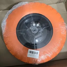 1088 E7tools 16 Inch Flat Free Solid Pu Foamed Wheelbarrow Tire Orange Steel Hub New