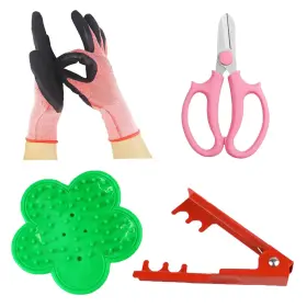 Eaedmy 605766165569 4pcs Gardening Gloves And Shears Scissor Rose Thorn Stem Stripper Remover Too
