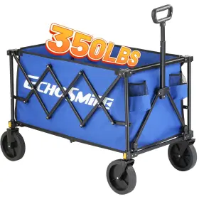 Echosmile 765015417440 Heavy Duty 350 Lbs Capacity Collapsible Wagon Outdoor Folding Camping Wagons